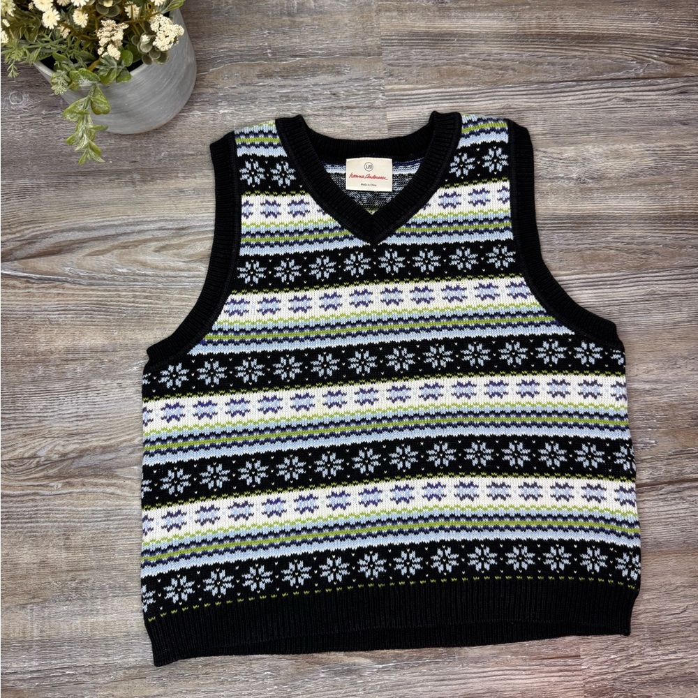 Hanna Anderson Boys Holiday Isle Sweater Vest Festive Sleeveless Snowflake 6 & 7